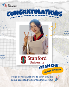 UI Taekwondo 1st demo team captain Yifan Chu accepted to Stanford University